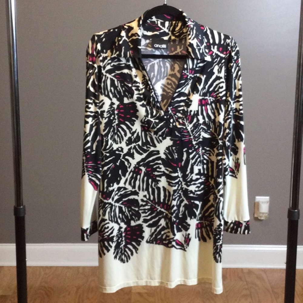 M Analili Chic Black and Cream Patterned Dress